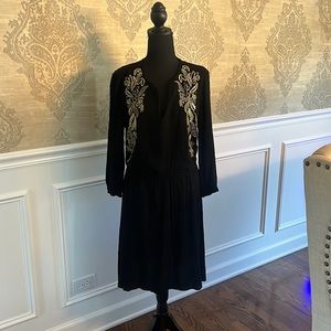 Cost Plus World Market | Dress gold embroidered and black Viscose L/XL